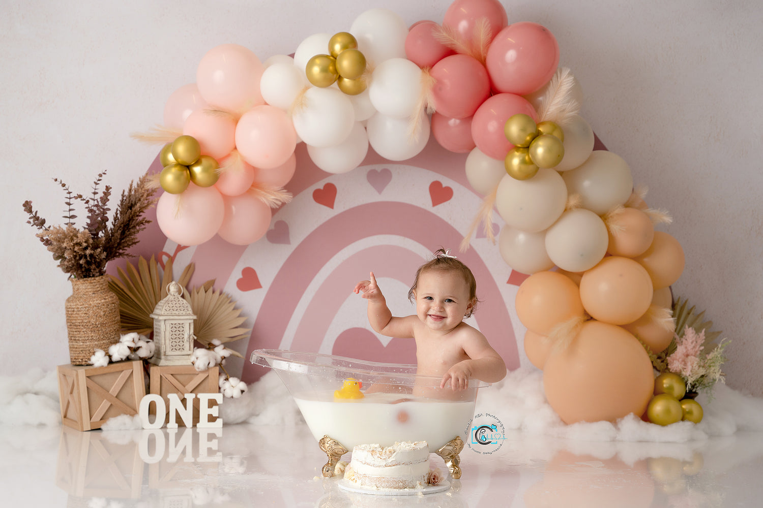 Delilah's Boho Arch - Lilly Bear Studio Props, blush boho rainbow, boho balloon garland, boho pastel rainbow, boho pink rainbow, boho rainbow, boho teepee, heart rainbow, hearts, neutral garland, pastel rainbow, pink boho rainbow, pink hearts, pink rainbow, rainbow, spring, teepee, Wrinkle Free Fabric