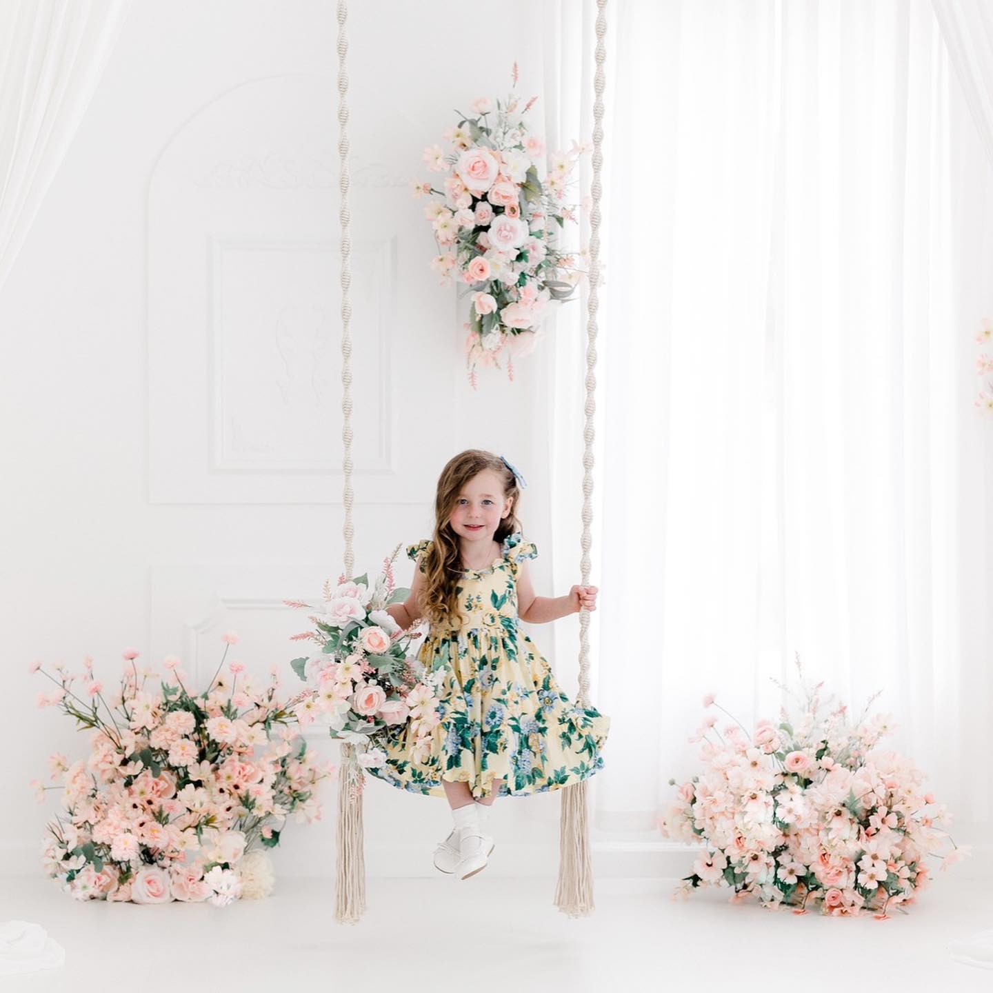 Elizabeth's Parlour - Lilly Bear Studio Props, ballet, balloons, butterfly, butterfly balloons, butterfly flowers, canopy, FABRICS, floral, flowers, girl flowers, one, Peonies, pink, pink balloons, pink canopy, pink floral, pink girl, purple balloons, white balloons