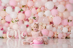 Amora - Lilly Bear Studio Props, balloon rainbow, balloon wall, balloon wall with floral, daisies, floral balloon wall, glitter rainbow, gold rainbow, palm leaves, pastel rainbow, pink balloon garland, pink balloons, pink rainbow, strawberry seeds, white daisies
