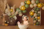 Brown Boho Greens - Lilly Bear Studio Props, boho, boho balloons, boho chic, boho greenery, boho spring, FABRICS, floral, floral garden, floral sweep, flowers, garden flowers, hand painted, hand painted floral, painted, Pampas, pampas grass, pink, pink flowers, sweep, textured, yellow flowers