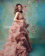 Lizzy Beth by Sissi Wang - Lilly Bear Studio Props, blue flowers, cherry blossoms, FABRICS, fine art, floral, floral garden, floral sweep, flowers, garden flowers, hand painted, hand painted floral, painted, painted flowers, pink, pink cherry blossoms, pink flowers, sweep, textured, yellow flowers