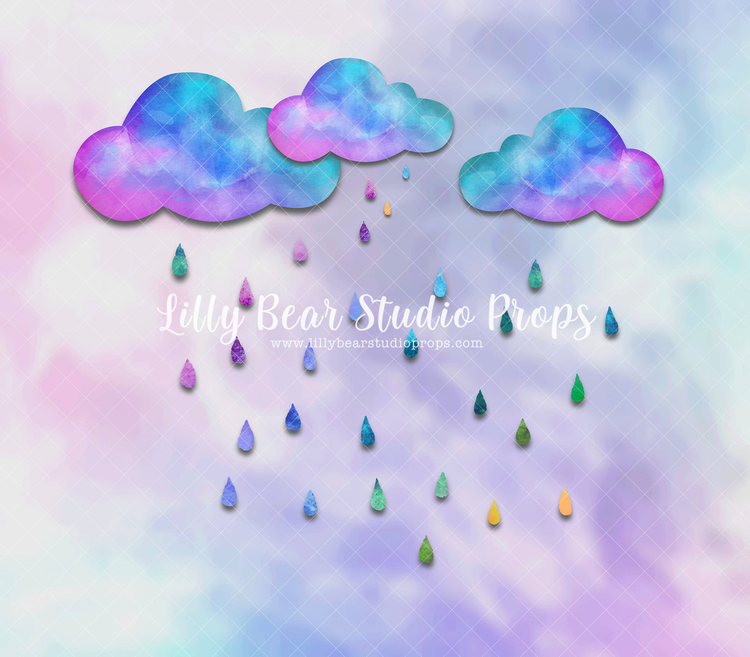 Watercolor Raindrops - Lilly Bear Studio Props, agate, blue raindrops, clouds, colourful clouds, colourful rainbow, colourful raindrops, colours of the rainbow, Fabric, FABRICS, floating clouds, glitter, glitter gold, gold, gold glitter, gold rainbow, over the rainbow, painted rainbow, pastel, pastel blue, pastel green, pastel pink, pastel rainbow, pastel wall, pastel yellow, purple raindrops, rain clouds, rainbow clouds, rainbow rain, rainbow sky, rainbow wall, rainbow watercolour, raindrops