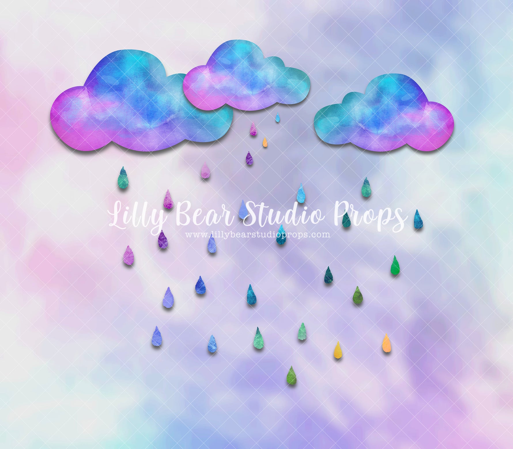 Watercolor Raindrops - Lilly Bear Studio Props, agate, blue raindrops, clouds, colourful clouds, colourful rainbow, colourful raindrops, colours of the rainbow, Fabric, FABRICS, floating clouds, glitter, glitter gold, gold, gold glitter, gold rainbow, over the rainbow, painted rainbow, pastel, pastel blue, pastel green, pastel pink, pastel rainbow, pastel wall, pastel yellow, purple raindrops, rain clouds, rainbow clouds, rainbow rain, rainbow sky, rainbow wall, rainbow watercolour, raindrops
