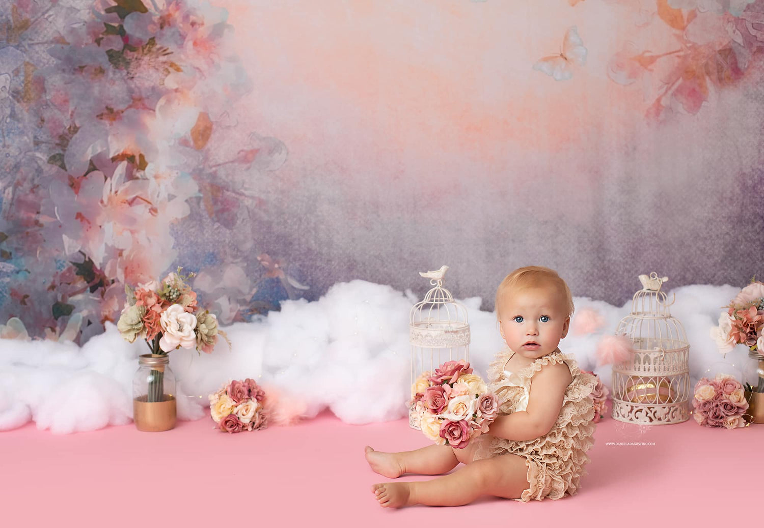 Flower Garden by Lilly Bear Studio Props sold by Lilly Bear Studio Props, blue - butterfly - FABRICS - floral - florals