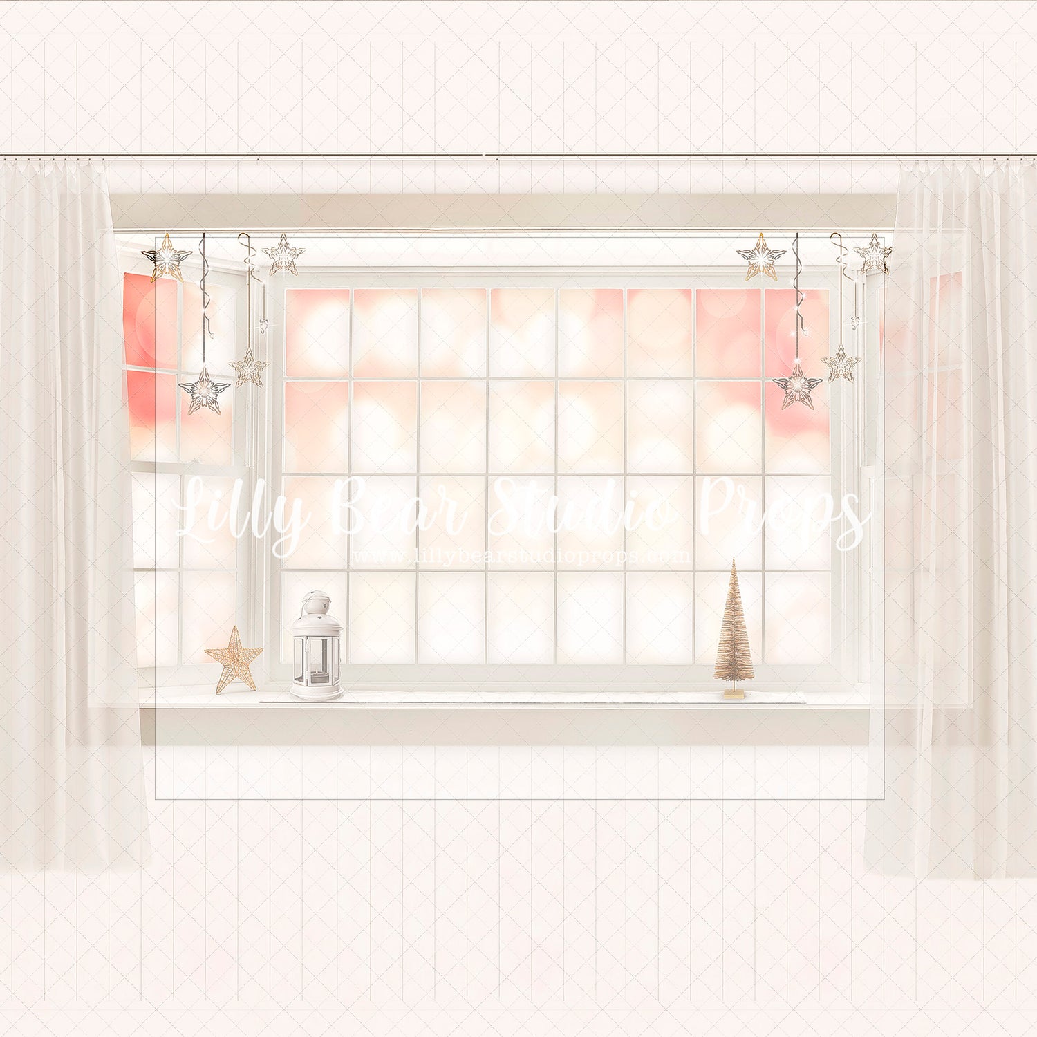 Snowy Side Window - Lilly Bear Studio Props, christmas, Cozy, Decorated, Festive, Giving, Holiday, Holy, Hopeful, Joyful, Merry, Peaceful, Peacful, Red & Green, Seasonal, Winter, Xmas, Yuletide