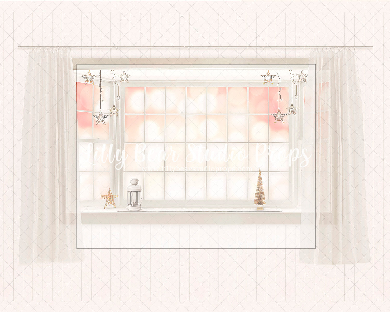 Snowy Side Window - Lilly Bear Studio Props, christmas, Cozy, Decorated, Festive, Giving, Holiday, Holy, Hopeful, Joyful, Merry, Peaceful, Peacful, Red & Green, Seasonal, Winter, Xmas, Yuletide