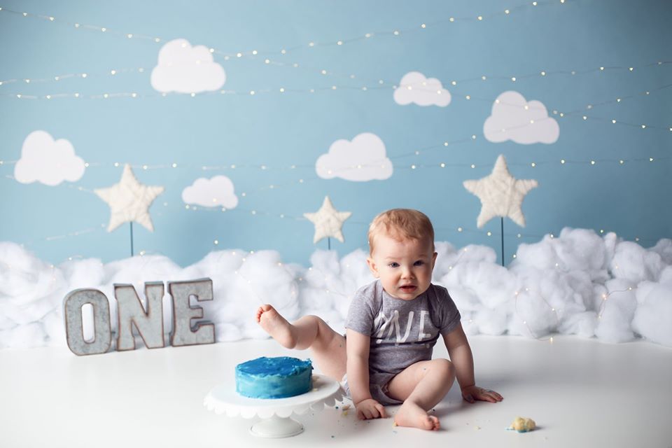 Stars In The Clouds by EllaBean sold by Lilly Bear Studio Props, blue sky - clouds - FABRICS - stars