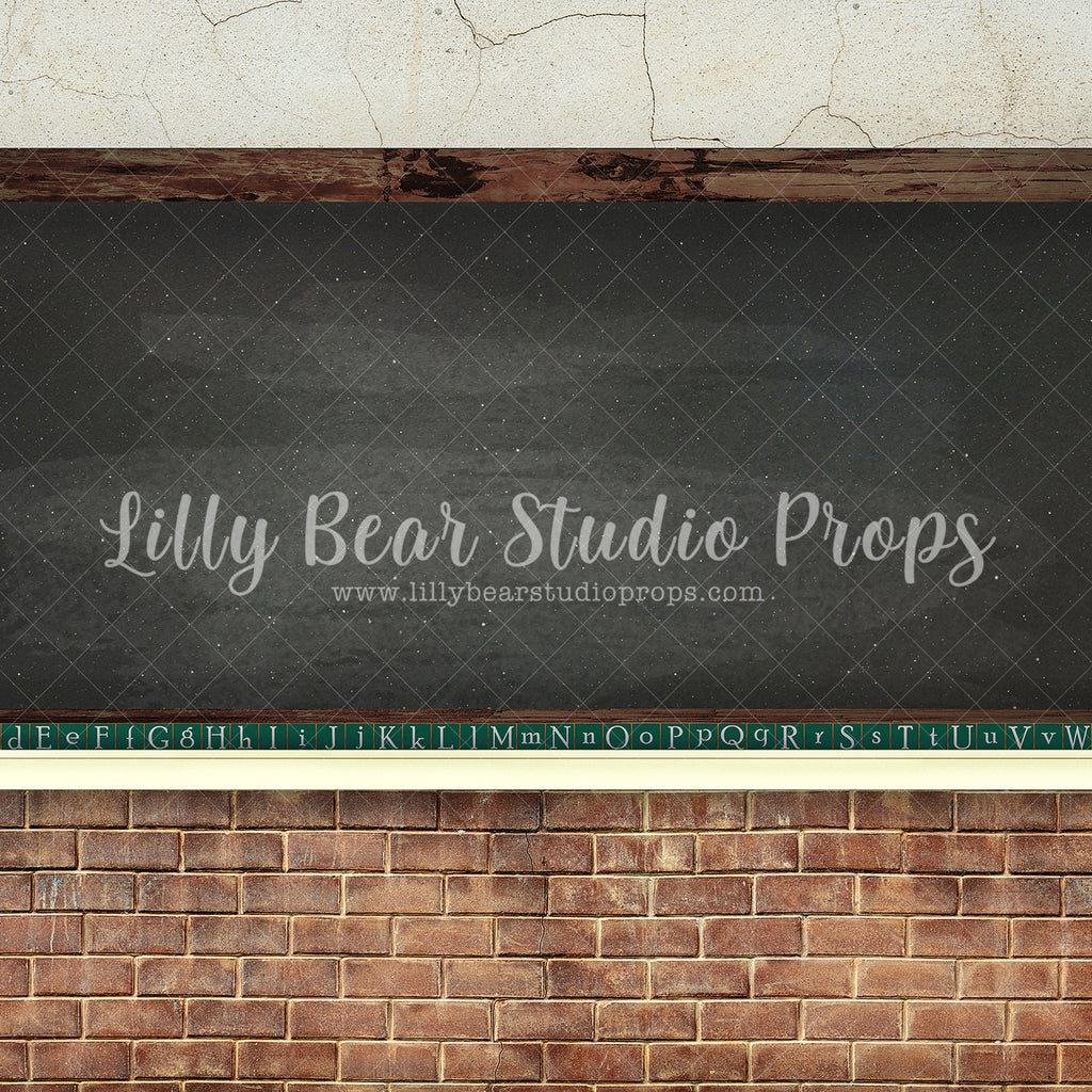 ABC Chalkboard Black - Lilly Bear Studio Props, alphabet, back to school, chalk, chalk board, classroom, Fabric, FABRICS, school, school brick, school photos, teacher, teacher's pet, Wrinkle Free Fabric