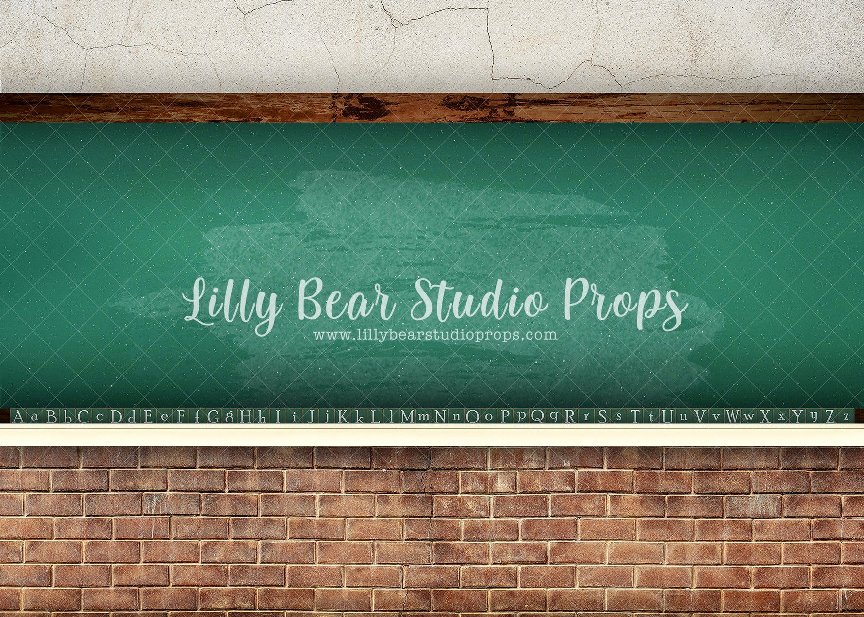 ABC Chalkboard Green - Lilly Bear Studio Props, alphabet, back to school, chalk, chalk board, classroom, Fabric, FABRICS, school, school brick, school photos, teacher, teacher's pet, Wrinkle Free Fabric