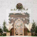 A Boho Christmas Mantle - Lilly Bear Studio Props, boho holiday, christmas, christmas brick, christmas fireplace, christmas mantel, christmas tree, FABRICS, holiday christmas, holiday fireplace, holiday garland, holiday joy, holiday mantel, holiday wreath, mantel, mantle, noel, pine trees