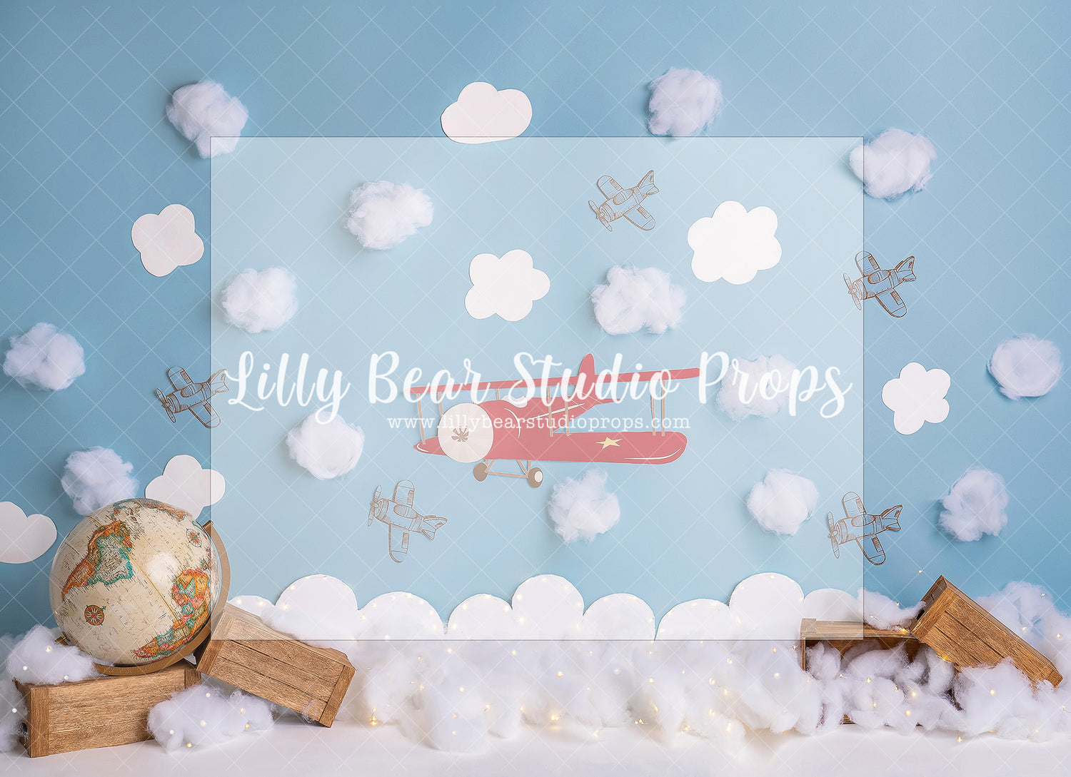 Let's take off - Lilly Bear Studio Props, airplane, airplane hanger, airplane one, airplanes, aviation, aviator, clouds, Fabric, FABRICS, global, globe, glove, love airplane, oh how time flies, oh how times flies, paper airplanes, planes, red airplane, time flies, up and away, vintage airplanes