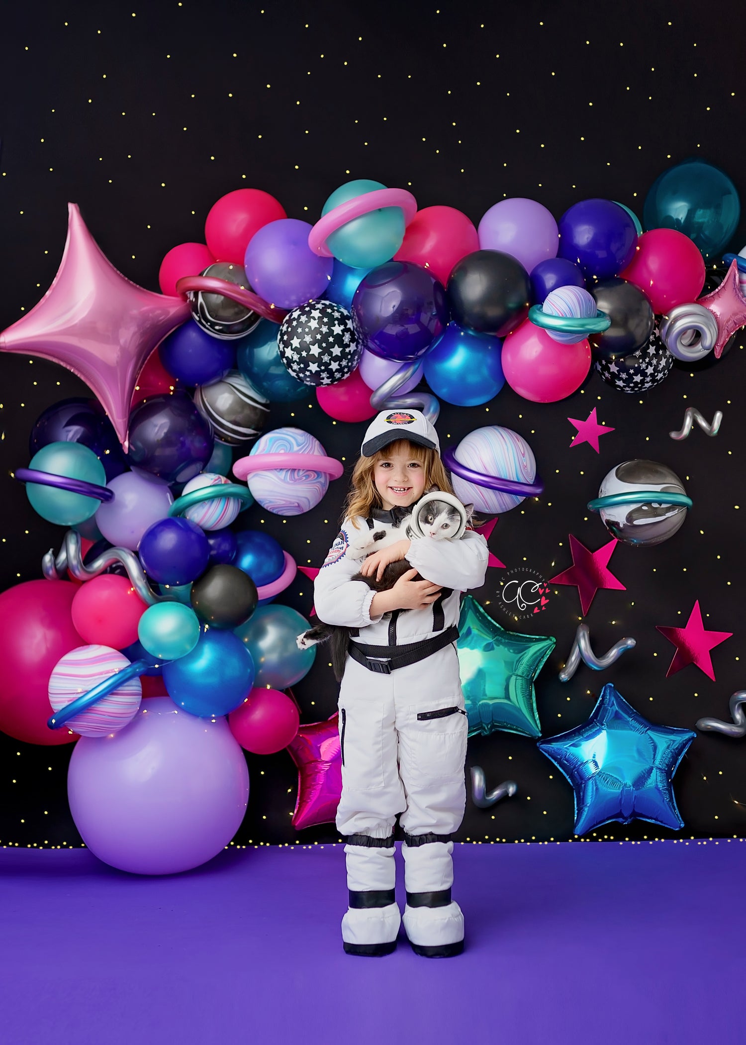 Galactic Party - Lilly Bear Studio Props, Fabric, galaxy, galaxy space, outerspace, space, space and stars, space balloon garland, Wrinkle Free Fabric