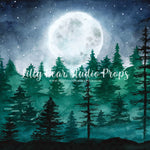 A Forest Eve by Lilly Bear Studio Props sold by Lilly Bear Studio Props, dark forest - fabric - forest - green forest