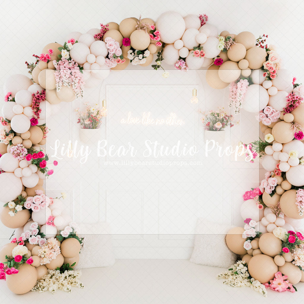 A Love Like No Other - Lilly Bear Studio Props, ballet, balloons, canopy, FABRICS, floral, flowers, girl flowers, one, peonies, pink, pink canopy, pink floral, pink girl, white balloons