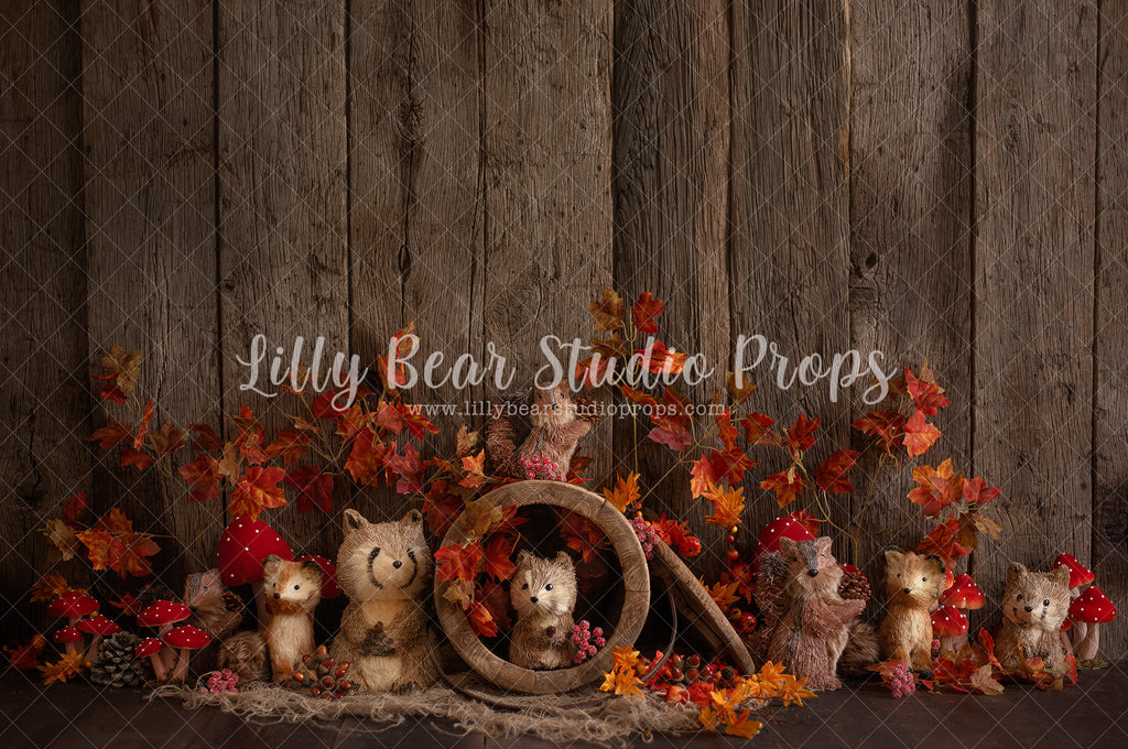 Autumn Burrow - Lilly Bear Studio Props, autumn, autumn colors, autumn colours, autumn fox, autumn leaves, autumn time, fall animals, fall critters, fall leaves, fall pumpkins, fox, raccoon, wood fall