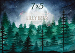 A Forest Eve by Lilly Bear Studio Props sold by Lilly Bear Studio Props, dark forest - fabric - forest - green forest
