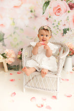 Adeline - Lilly Bear Studio Props, Fabric, fine art, floral, girls, hand painted, Wrinkle Free Fabric