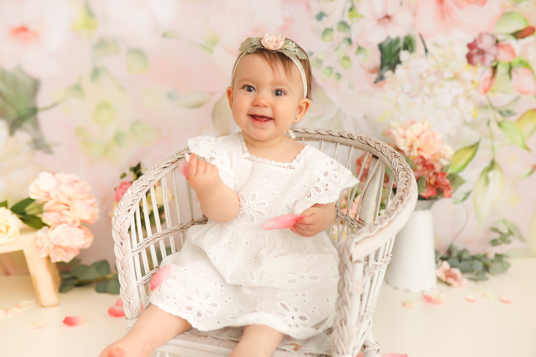 Adeline - Lilly Bear Studio Props, Fabric, fine art, floral, girls, hand painted, Wrinkle Free Fabric