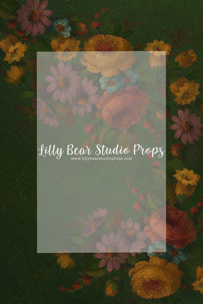 Aged Green Floral - Lilly Bear Studio Props, fine art, floral, girls, hand painted