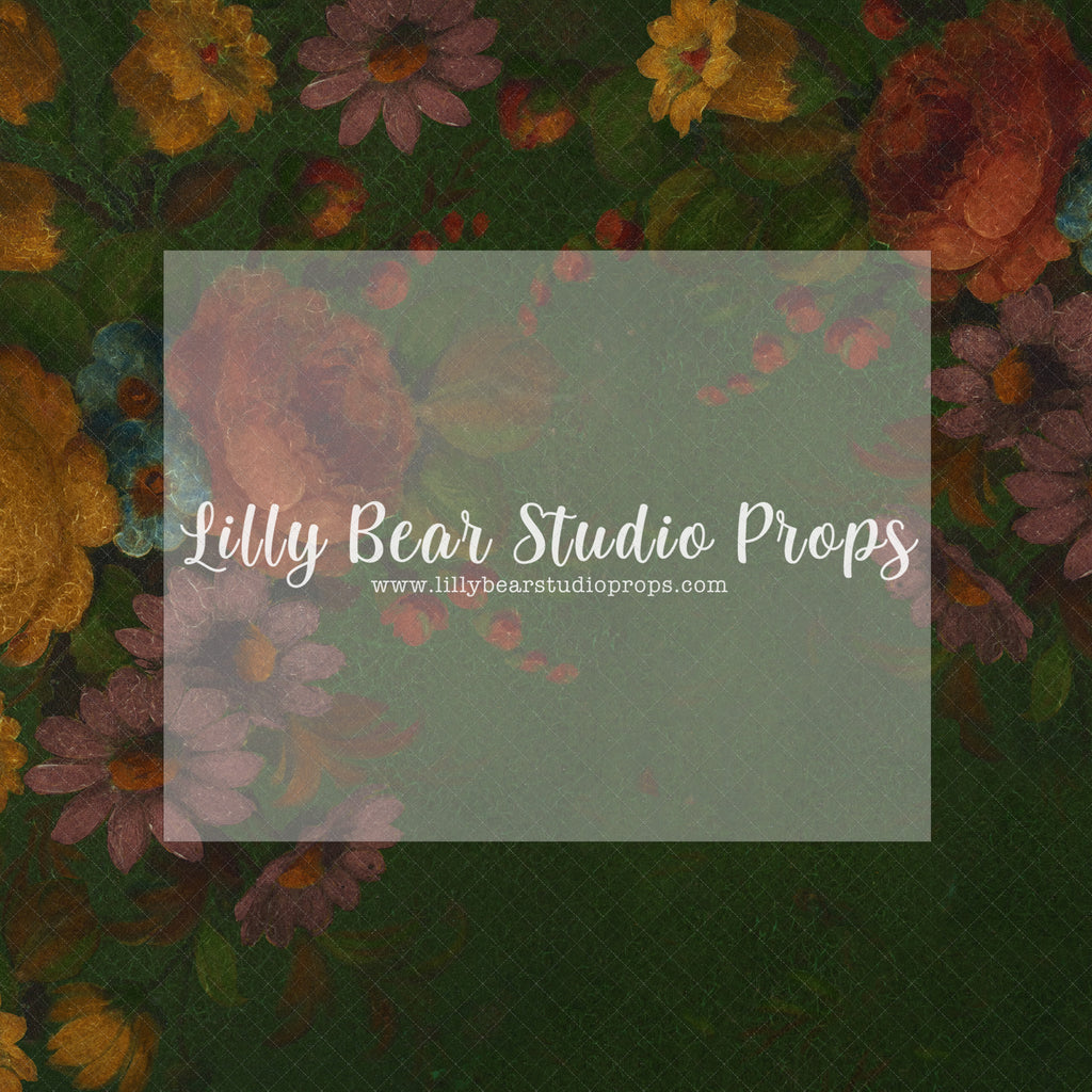 Aged Green Floral - Lilly Bear Studio Props, fine art, floral, girls, hand painted