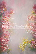 Albury - Lilly Bear Studio Props, FABRICS, floral, floral garden, floral sweep, flowers, garden flowers, hand painted, hand painted floral, painted, pink, pink flowers, sweep, textured, yellow flowers
