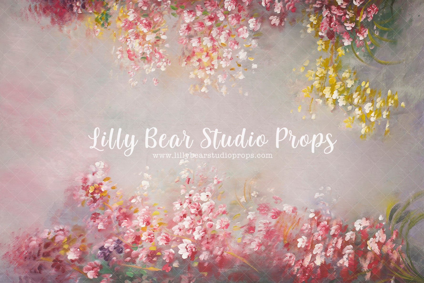 Albury - Lilly Bear Studio Props, FABRICS, floral, floral garden, floral sweep, flowers, garden flowers, hand painted, hand painted floral, painted, pink, pink flowers, sweep, textured, yellow flowers