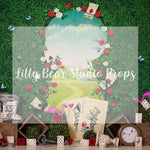 Alice's View - Lilly Bear Studio Props, alice, alice in wonderland, cards, chesire cat, clocks, down the rabbit hole, FABRICS, mad hatter, playing cards, queen, queen of hearts, rabbit, red queen, this way, time, tweedledee, wonderland, wrong way