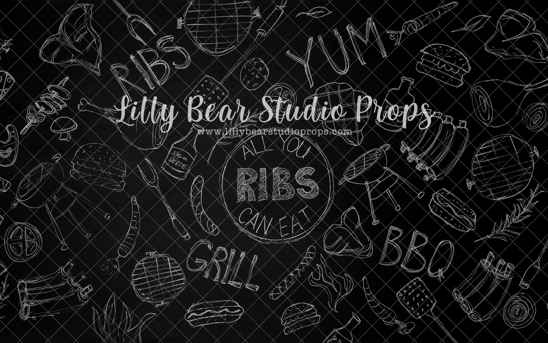 All You Can Eat by EllaBean sold by Lilly Bear Studio Props, bbq - birch wood - Fabric - FABRICS - food - grill - meat