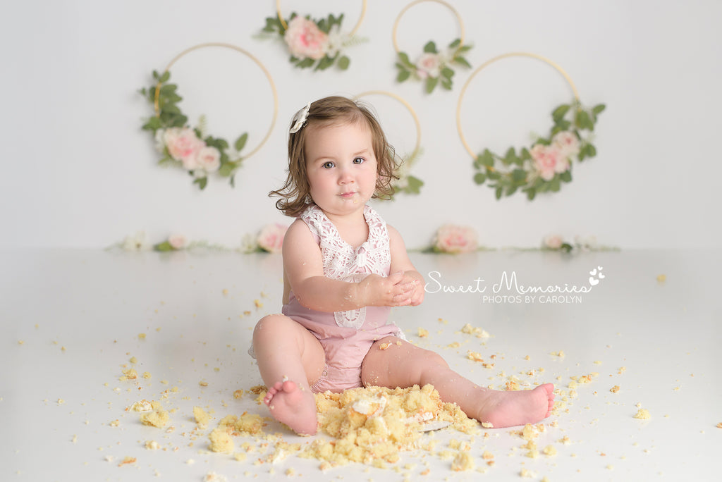 Amelia by Sweet Memories Photos By Carolyn sold by Lilly Bear Studio Props, birthday - cake smash - fabric - floral - g