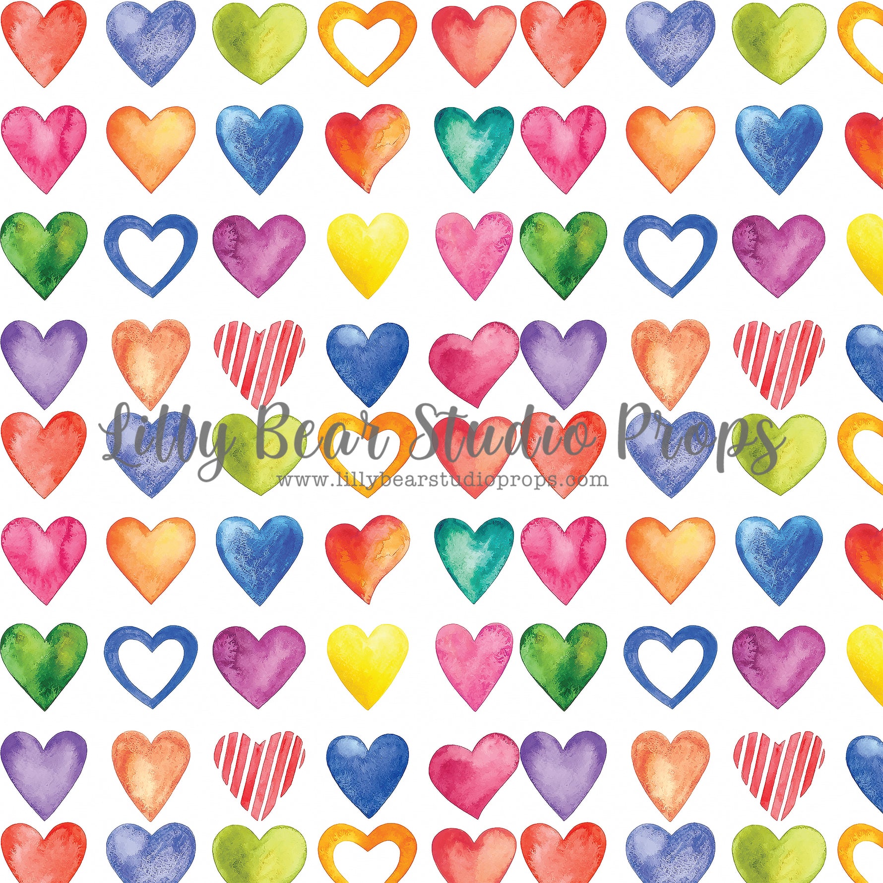 Amora Hearts by Lilly Bear Studio Props sold by Lilly Bear Studio Props, colour - colourful hearts - Fabric - girls - h