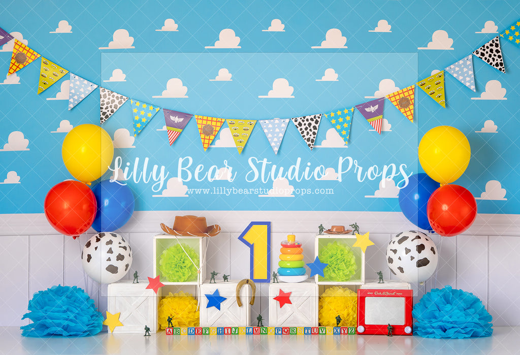 Andy's Toy Room - Lilly Bear Studio Props, andy room, andy's room, balloon, bowtique, cloud wall, disney, disney world, disneyland, FABRICS, first birthday, girl, kids room, kids toys, matel, toy, toy store, toy story, toy story buzz lightyear, toy story woody, toys