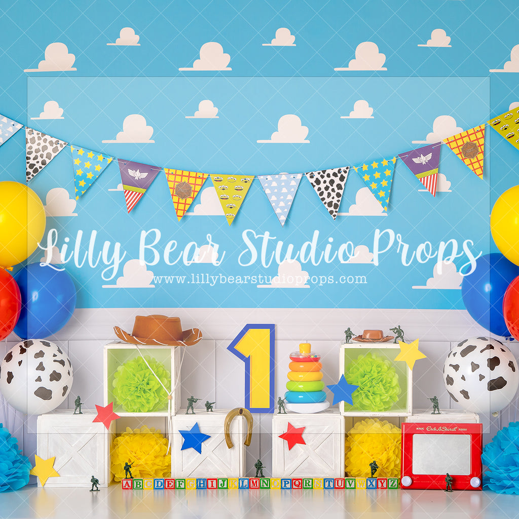 Andy's Toy Room - Lilly Bear Studio Props, andy room, andy's room, balloon, bowtique, cloud wall, disney, disney world, disneyland, FABRICS, first birthday, girl, kids room, kids toys, matel, toy, toy store, toy story, toy story buzz lightyear, toy story woody, toys