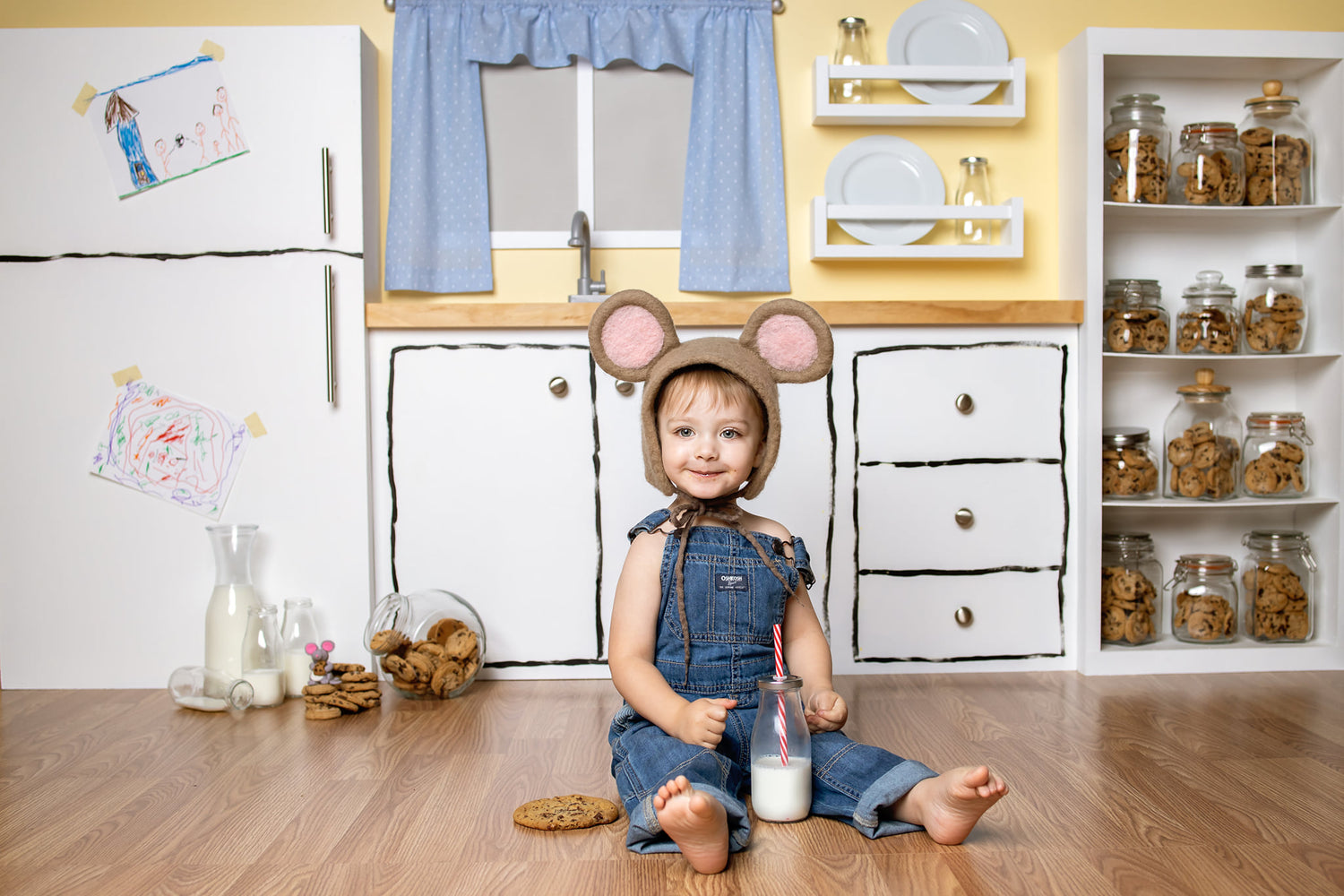 Cookie Kitchen by Angelica Knowland - Lilly Bear Studio Props, chocolate chip cookies, cookie jar, cookie monster, cookies, kitchen, kitchen cabinet, mouse, seasme street, who stole the cookies