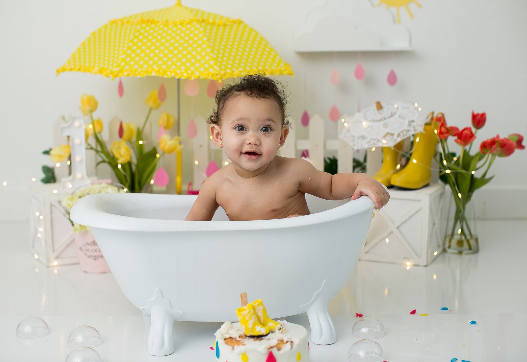 April Showers by Karissa Knowles Photography sold by Lilly Bear Studio Props, april showers - clouds - fabric - fine ar