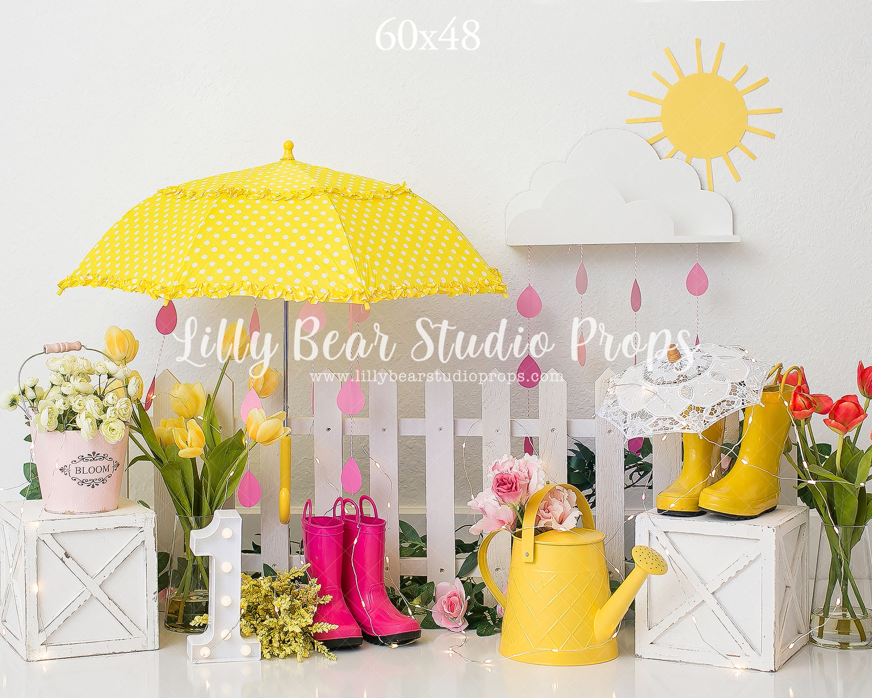 April Showers by Karissa Knowles Photography sold by Lilly Bear Studio Props, april showers - clouds - fabric - fine ar