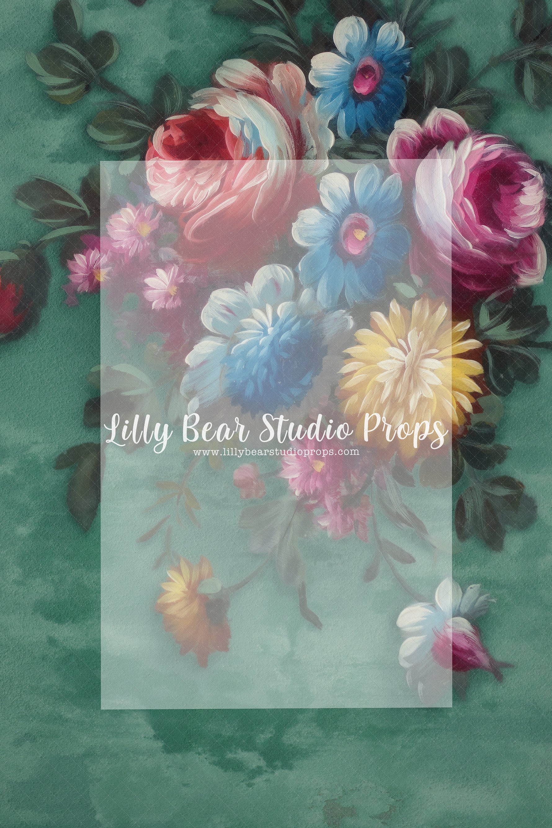 Aqua Flowers - Lilly Bear Studio Props, fine art, floral, girls, hand painted