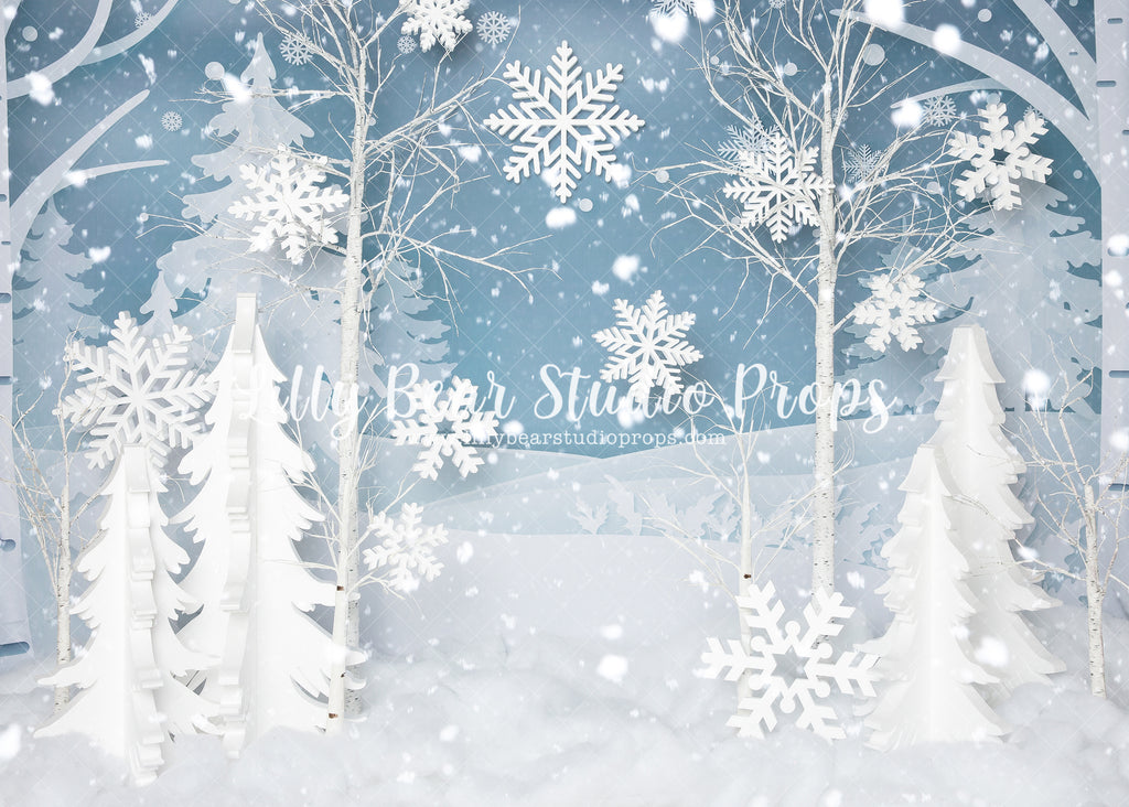 Arctic Pines - Lilly Bear Studio Props, arctic pines, birch, birch forest, christmas, christmas forest, christmas snow, Fabric, holiday, holiday christmas, silver winter, snow, snow flakes, snow forest, snowflakes, snowy, snowy forest, snowy trees, white christmas, white forest, white holiday, white pine trees, white pines, white winter, winter, winter christmas, winter diamond, Wrinkle Free Fabric