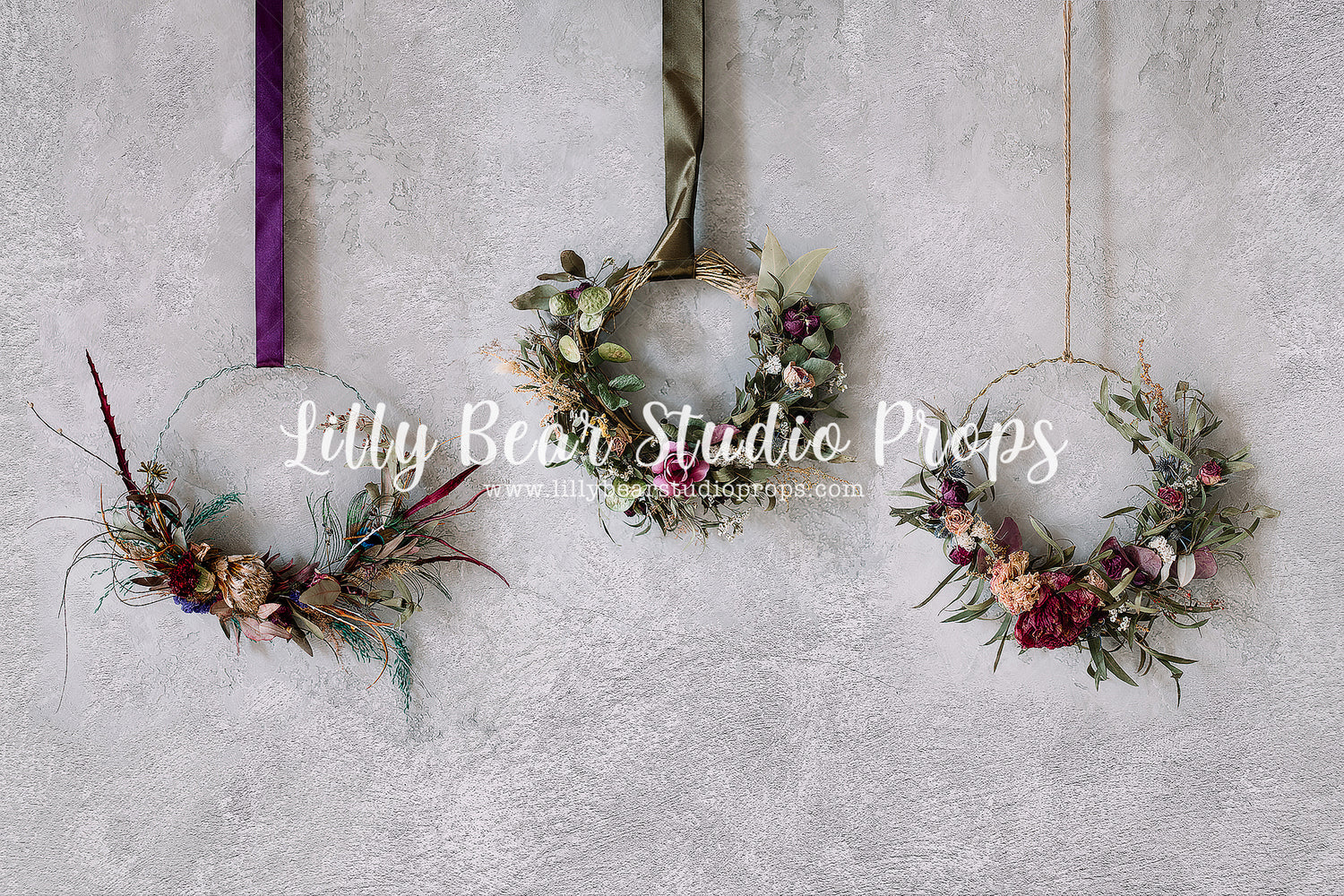 Aria Floral Wreaths by Jessica Ruth Photography sold by Lilly Bear Studio Props, boho fall - dried flowers - fabric - f
