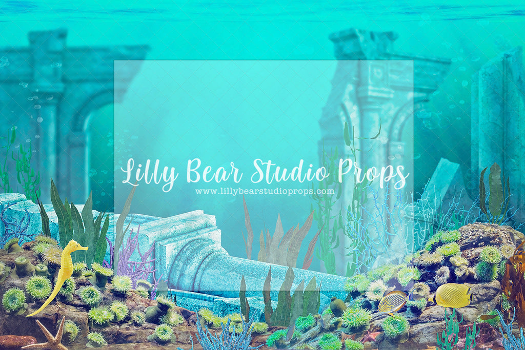 Atlantis - Lilly Bear Studio Props, aqua, Fabric, girls, glitter, sea, under the sea, under water, underwater, water, waves, Wrinkle Free Fabric