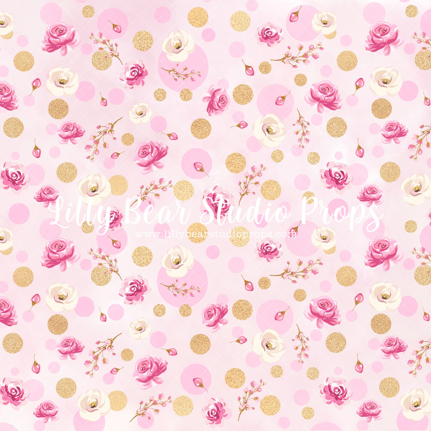 Aurora Rose - Lilly Bear Studio Props, Fabric, fine art, floral, girls, hand painted, Wrinkle Free Fabric