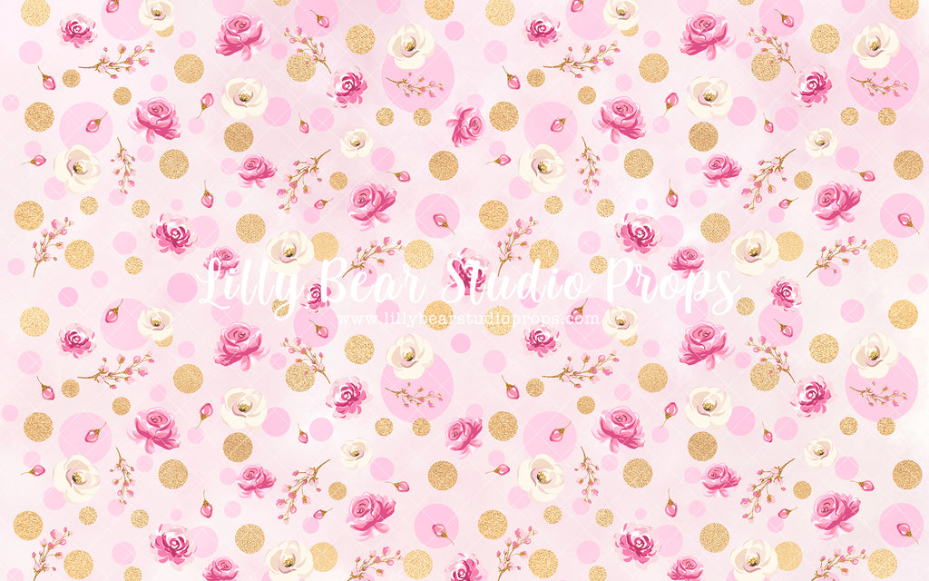 Aurora Rose - Lilly Bear Studio Props, Fabric, fine art, floral, girls, hand painted, Wrinkle Free Fabric