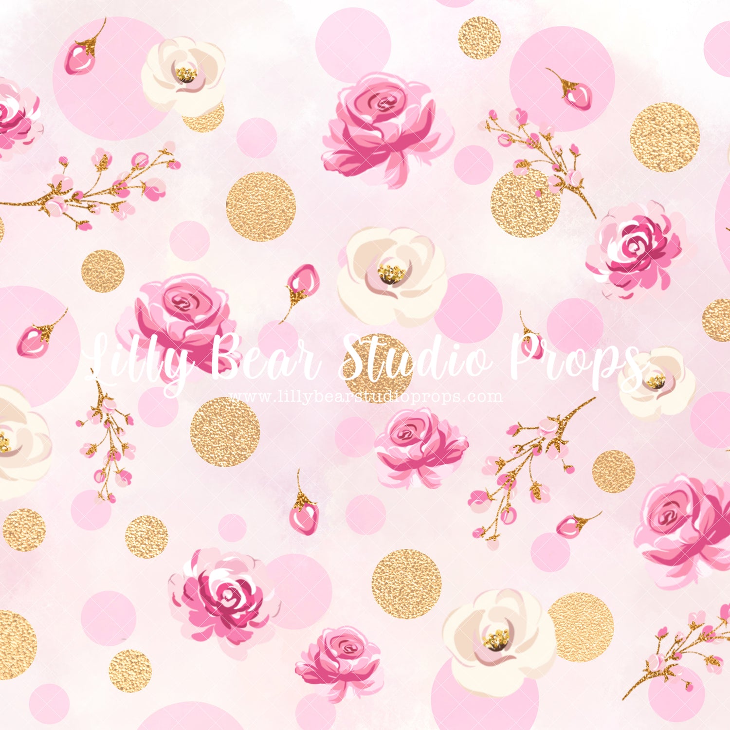 Aurora - Lilly Bear Studio Props, Fabric, fine art, floral, girls, hand painted, Wrinkle Free Fabric