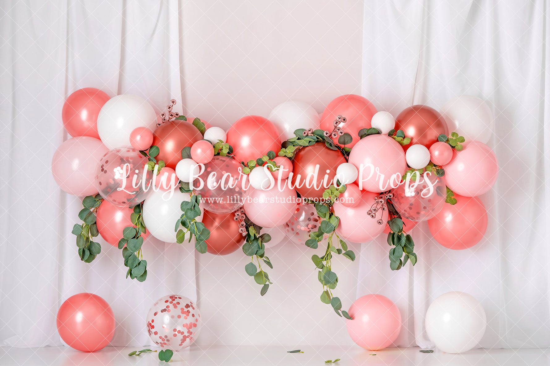 Australian Strawberries & Cream - Lilly Bear Studio Props, boho balloons, boho teepee, fabric, fine art, floral, floral balloon garland, floral balloons, girls, hand painted, peach, peach balloons, peaches, peony balloons, pink and white balloon garland, pink floral, poly, strawberries & cream, strawberry, teepee, vinyl, Wrinkle Free Fabric