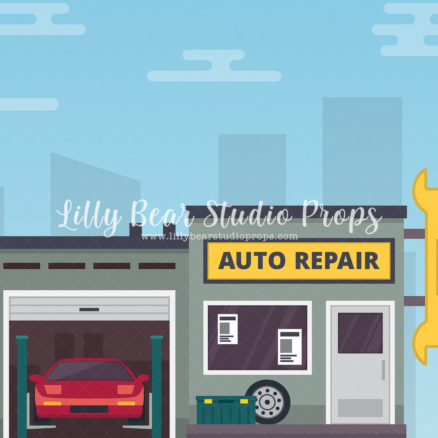 Auto Shop by Lilly Bear Studio Props sold by Lilly Bear Studio Props, fabric - poly - vinyl - Wrinkle Free Fabric