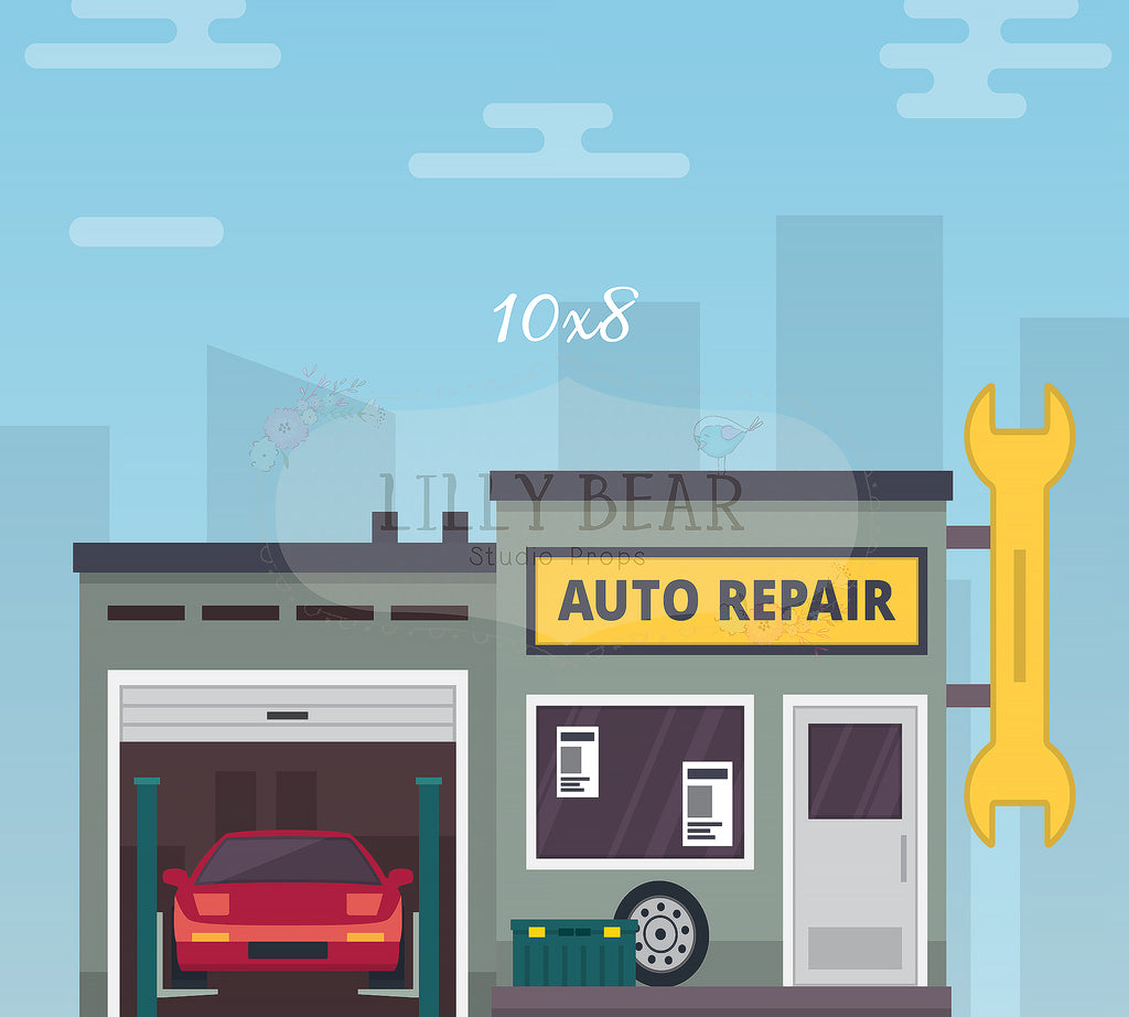Auto Shop by Lilly Bear Studio Props sold by Lilly Bear Studio Props, fabric - poly - vinyl - Wrinkle Free Fabric