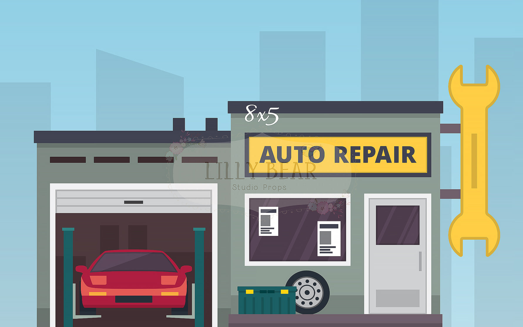 Auto Shop by Lilly Bear Studio Props sold by Lilly Bear Studio Props, fabric - poly - vinyl - Wrinkle Free Fabric