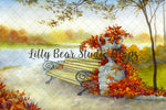 Autumn Bench - Lilly Bear Studio Props, autumn, autumn leaves, candles, FABRICS, fall, fall colors, fall colours, fall decor, fall flowers, fall leaves, fall mini, fall season, farm, farm field, little pumpkin