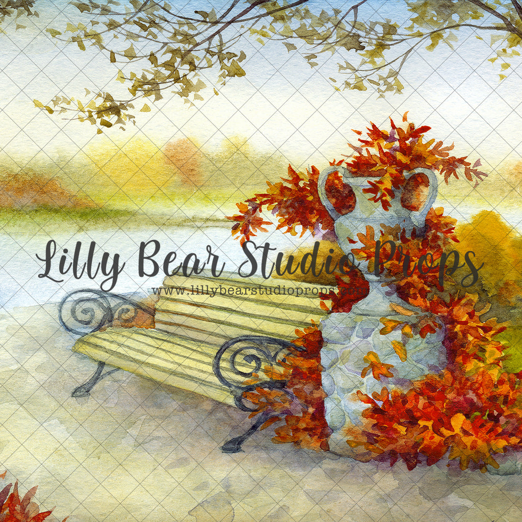 Autumn Bench - Lilly Bear Studio Props, autumn, autumn leaves, candles, FABRICS, fall, fall colors, fall colours, fall decor, fall flowers, fall leaves, fall mini, fall season, farm, farm field, little pumpkin