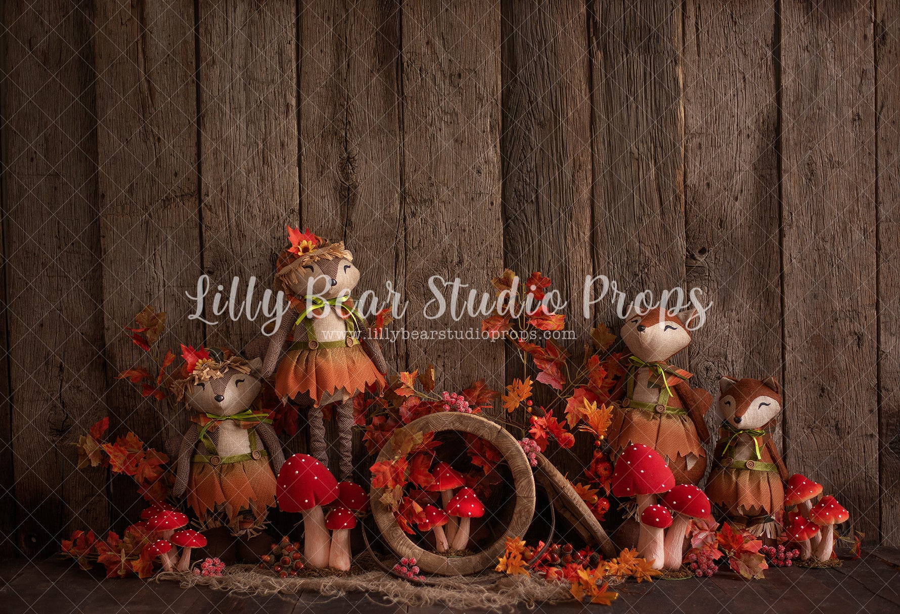 Autumn Fox - Lilly Bear Studio Props, autumn, autumn colors, autumn colours, autumn fox, autumn leaves, autumn time, fall animals, fall critters, fall leaves, fall pumpkins, fox, raccoon, wood fall