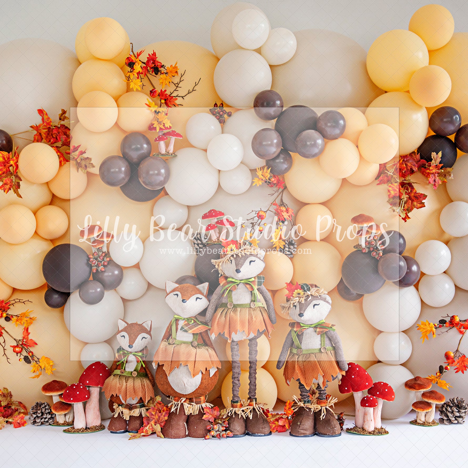 Autumn Foxes - Lilly Bear Studio Props, autumn fox, balloon, balloon chic, balloon flowers, balloon wall, bird cage, bird cages, fall, fall animals, fall colors, fall colours, fall critters, fall leaves, fall mini, fall season, falling leaves, fox, foxing around, fruit, greenery, our little fox, spring, spring ballooons, spring floral, spring flowers, spring tangerine, tangerine, tangerine fruit, tangerine spring, white balloon wall, white balloons, yellow floral, yellow flowers